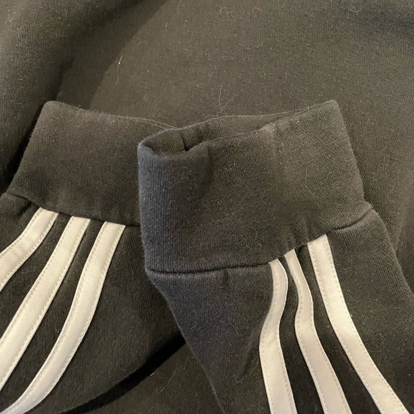 Adidas Black Hoodie with White Stripes size L - Picture 6 of 6